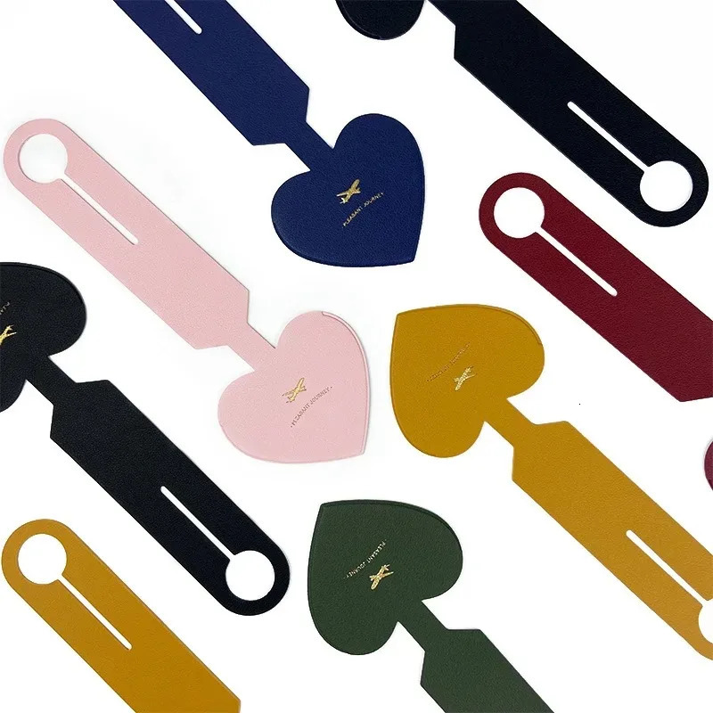 PU Heart Travel Luggage Tags Leather Solid Boarding Accessories Packing Bags 250616