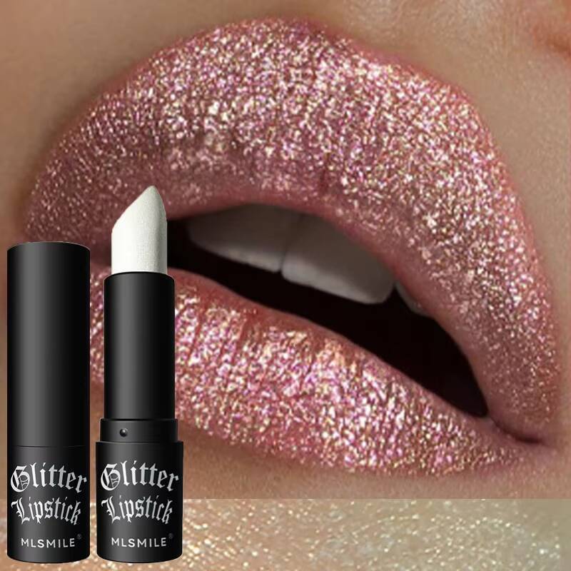 Waterproof Glitter Lipstick 7 Colors Long Lasting Non-stick Cup Velve Matte Red Metallic Sexy Shimmer Lip Sticks Makeup Cosmetic happy