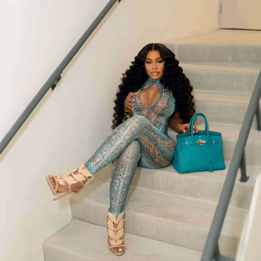 Summer New Sexy Hollow Animal Print Halter Neck Jumpsuit For Women B5