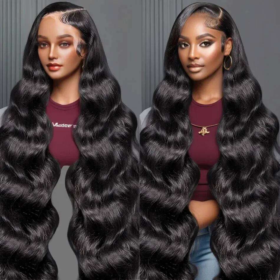 200 Density HD Transparent 13x6 Body Wave Frontal Human Hair Wig 30 40 Inch 13x4 Lace Front Wigs Brazilian For Black woman