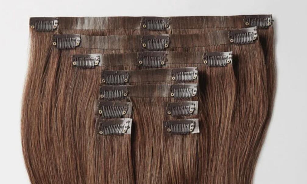 PU Clip In Human Hair Extensions Remy Hair Weft Clip on Hair Extensions Thick Natural Black Brown Blonde Customer-specific Medium brown 150g/sets 2 se