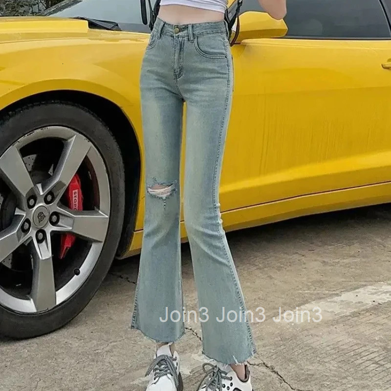 Flare Trousers Korean Style Gyaru South Korea Cheap Cowboy Pants for Woman Vintage Basics On Sale New In A Womens Cropped Jeans