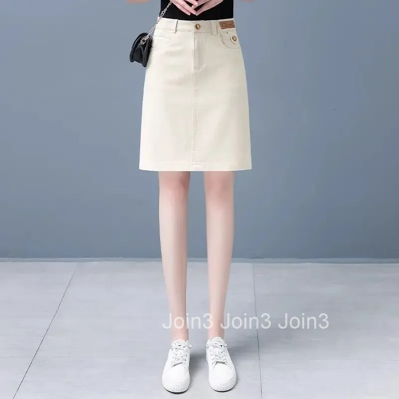 Black To Knees Length Jeans Skirts for Women High Quality Stylish Y2k Vintage Korean Fashion Style Aesthetic Woman Denim Skirt