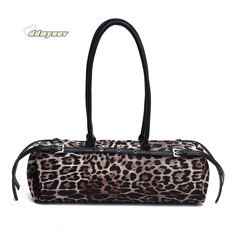 Korean Style Fashion Leopard Print Baguette 2024 New Autumn Large Capacity Commuter High-end Handbag Shoulder Bag ddmynov