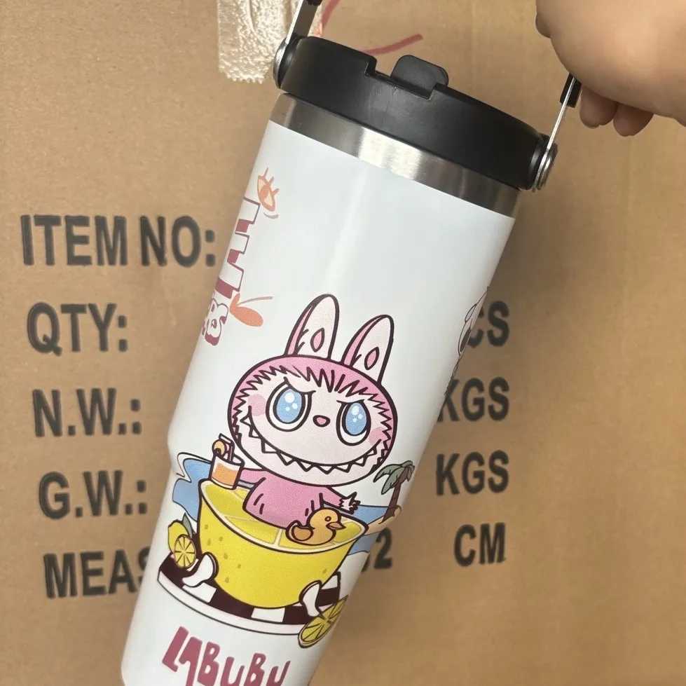 30oz Labubu Monster 304 Stainless Steel Car Cup Ice Bully Cup Steel Insulated Water Bottle Thermal Coffee Vacuum Flask Girl Gift XJ250616