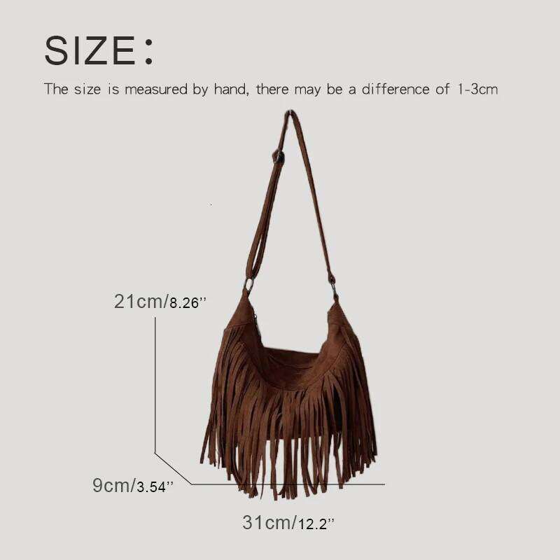 Women's Bags Designer Bohemian Hobos Bags For Women Designer Handbags Purse 2023 New In Faux Suede Vintage Tassel Decoration Shoulder Messenger
