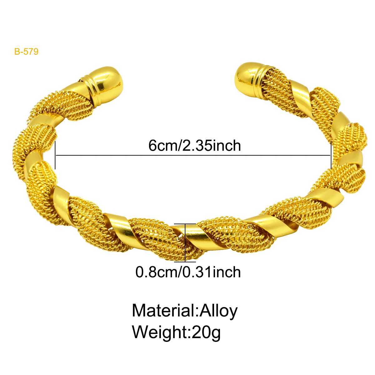 Dubai Luxury Womens Hand 24K Gold Color Bride Cuff Bangle for Lady Wedding Indian Arabic Jewelry Party Gifts Z250616