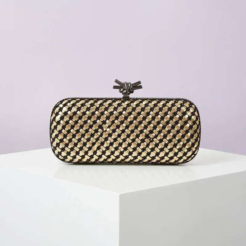 Designer bag 52 Woven Evening Bag for Women Microfiber Handbag Formal Wedding Prom Party Contrast Color Knot Braid Clutch with Chain Small Bags