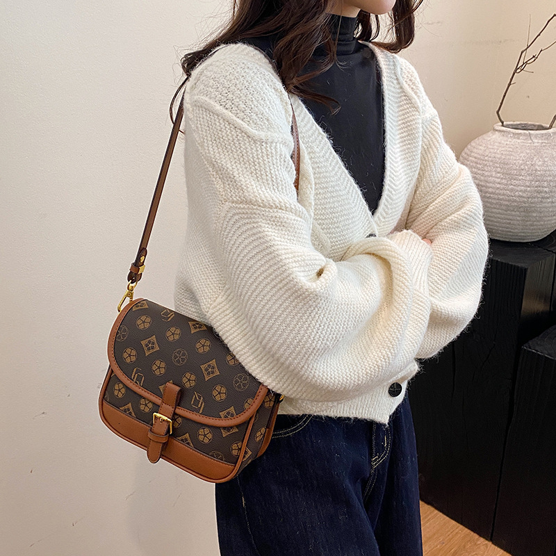 designer High-end Retro Print Small Square Bag for Women 2025 New Cross-border Commuter Underarm Bag Versatile Shoulder Crossbody Bag