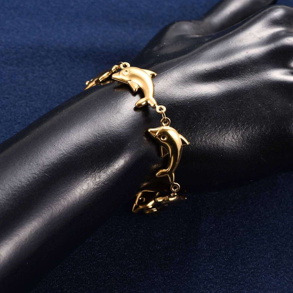 Cute Stainless Steel Dolphin Bracelet Link Hand Chain For Women Girl Anklets Wristband Summer Beach Metal Jewelry Accessories