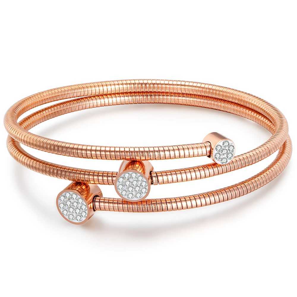 New Trendy Bangle Silver Color Crystal Ball High Quality High Polishing Double Layer Bangles For Women Z250616