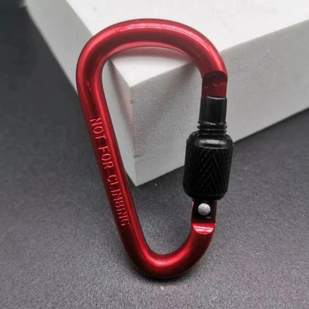 1 Pcs Outdoor Sports Aluminium Alloy Safety Buckle Keychain with Lock Climbing Button Dshape Carabiner Camping Hiking Hook 250611