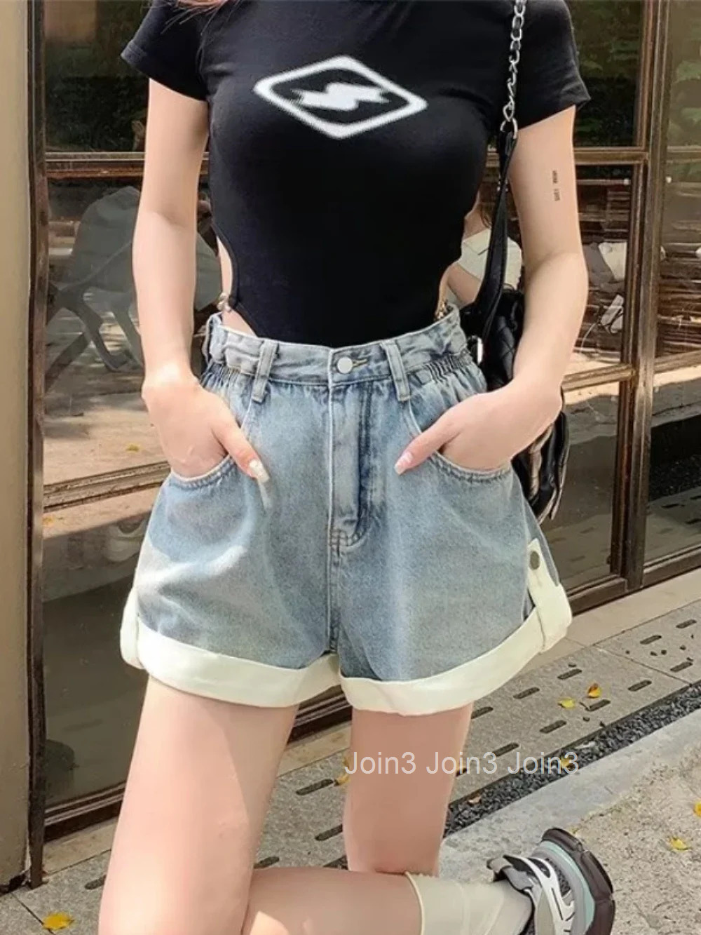 New In Fashion Blue With Waist Pocket Denim Shorts for Women Y2k Harajuku Outdoor Hot Designer XL Classic Short Jean Pants Woman