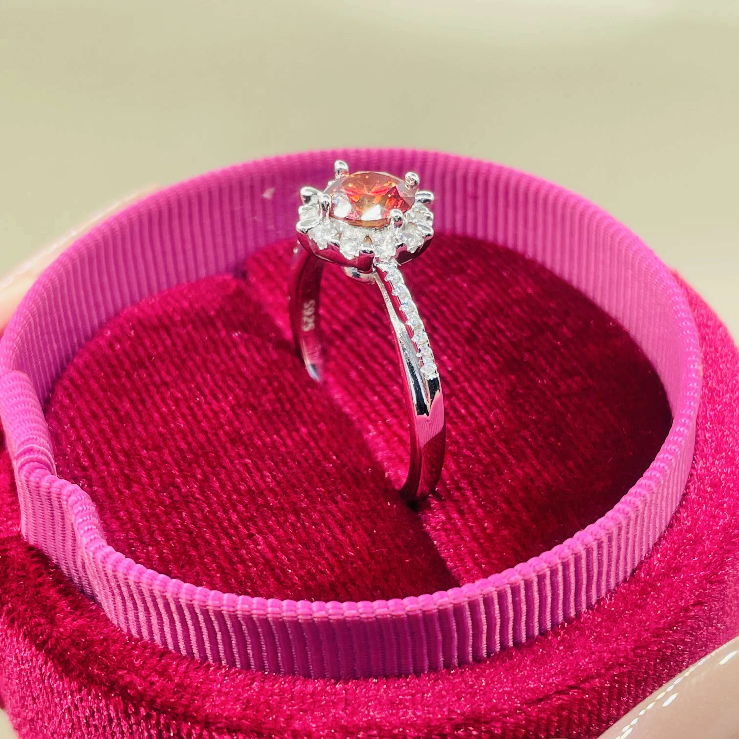 Luxury Black Pink Moissanite Diamond Wedding Rings for Women VVS 1 Carats D Color Snowflake Shape 925 Silver for Engagement