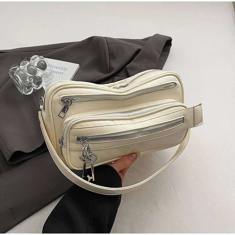 New Retro Multi-Zipper Motorcycle Bag Fashion Casual Large Capacity Women's Crossbody Handbag