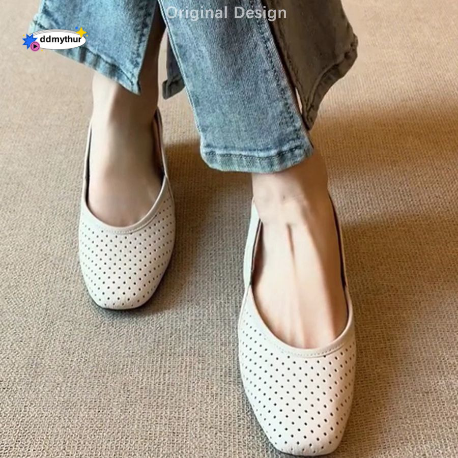 Fashion ~~ Ultra Soft French Style Women's Square Toe Hollow Breathable Mary Jane Shoes ddmythur