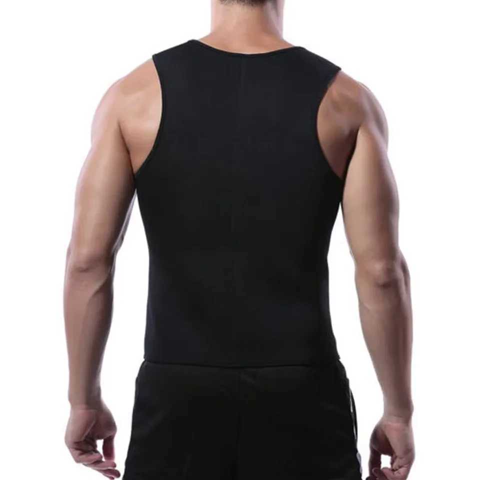 Mens Compression Sweat Sauna Waist Trainer Athletic Stretch Zip Up Vest Body Shaper for Workout Fitness Gym Slimming Sportswear W250616