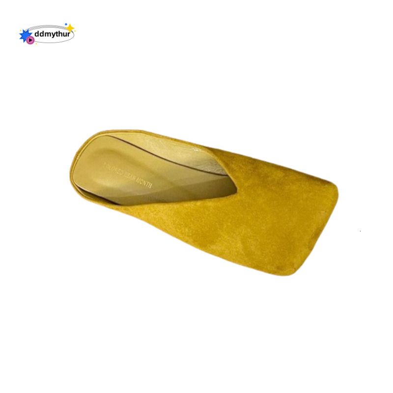 Baotou Half Slippers for Women, Outdoor Wear, 2025 Spring and Autumn New Style, Niche Square Toe, Shallow Mouth, Velvet Soft Sole Mules ddmythur