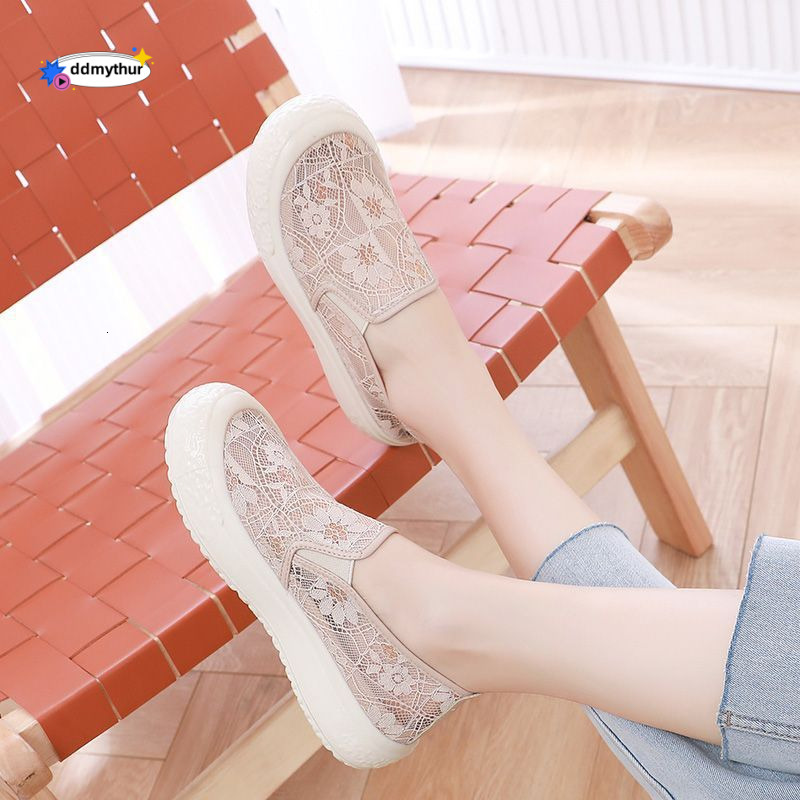 Women's 2025 Summer New Lace Mesh Lightweight Breathable Soft Sole Comfortable Versatile Casual Fisherman Shoes ddmythur
