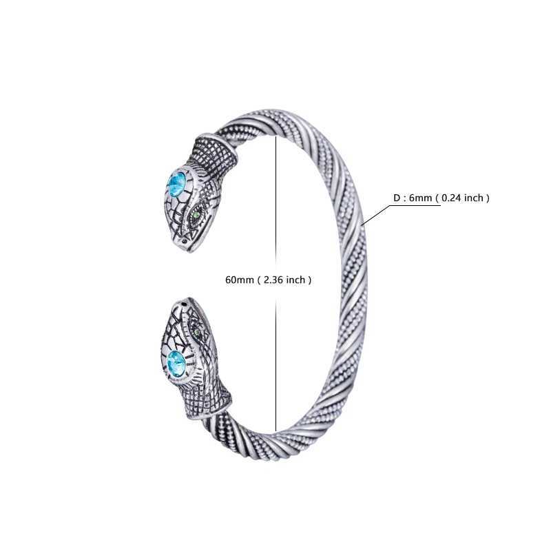 Dreamtimes Snake Head Viking Vintage Cuff with Pink/Blue Crystal Egyptian Animal Bangle Carved Wristband Jewelry Gifts Z250616