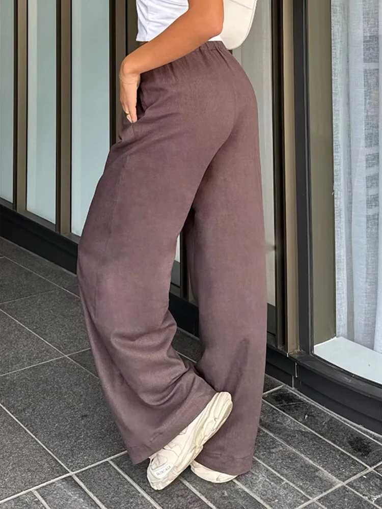 Womens Simple Solid Color Drawstring Casual Pants They are Loose Trendy Straight-Tube Style Lazy and Comfortable. XJ250616