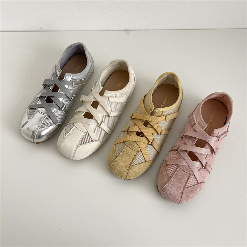 Women's 2025 New Spring Retro and Versatile Yellow Soft - soled Ballet - style Flat - soled Training Shoes for Casual Sports
