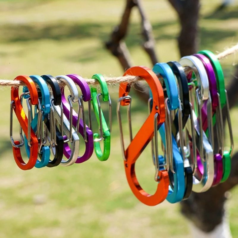 Aluminum Alloys Mini Shaped Carabiner Double Clip Hook Keychains Attachments for Camping Fishing Hikings 250611