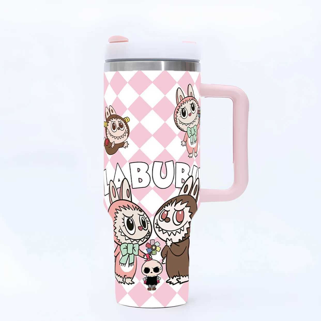 New Labubu 40Oz Stainless Steel Drum Type Tibial Drive Insulated Cup with Straw and Lid Large Capacity Car Cup for Outdoor XJ250616