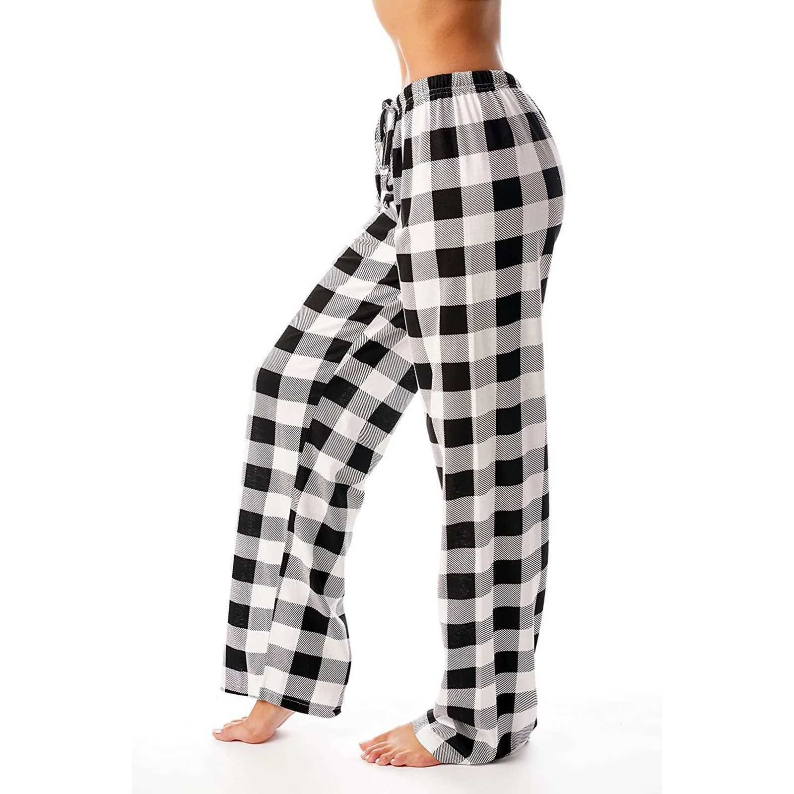 Autumn Winter Women Autumn Plaid Printed Pants Full Length Long Trousers Sports Pants 2023 XJ250616