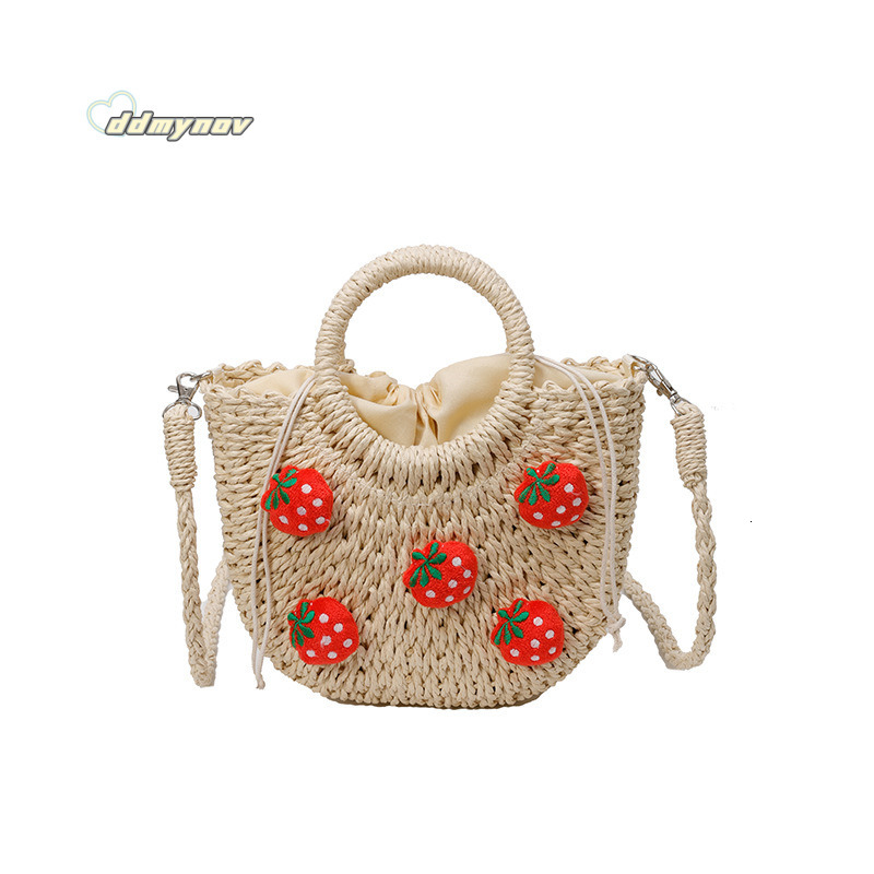 New Cute Basket Handbag Office Workers Niche High-end Single Shoulder Knitted Bag for Women Beach ddmynov