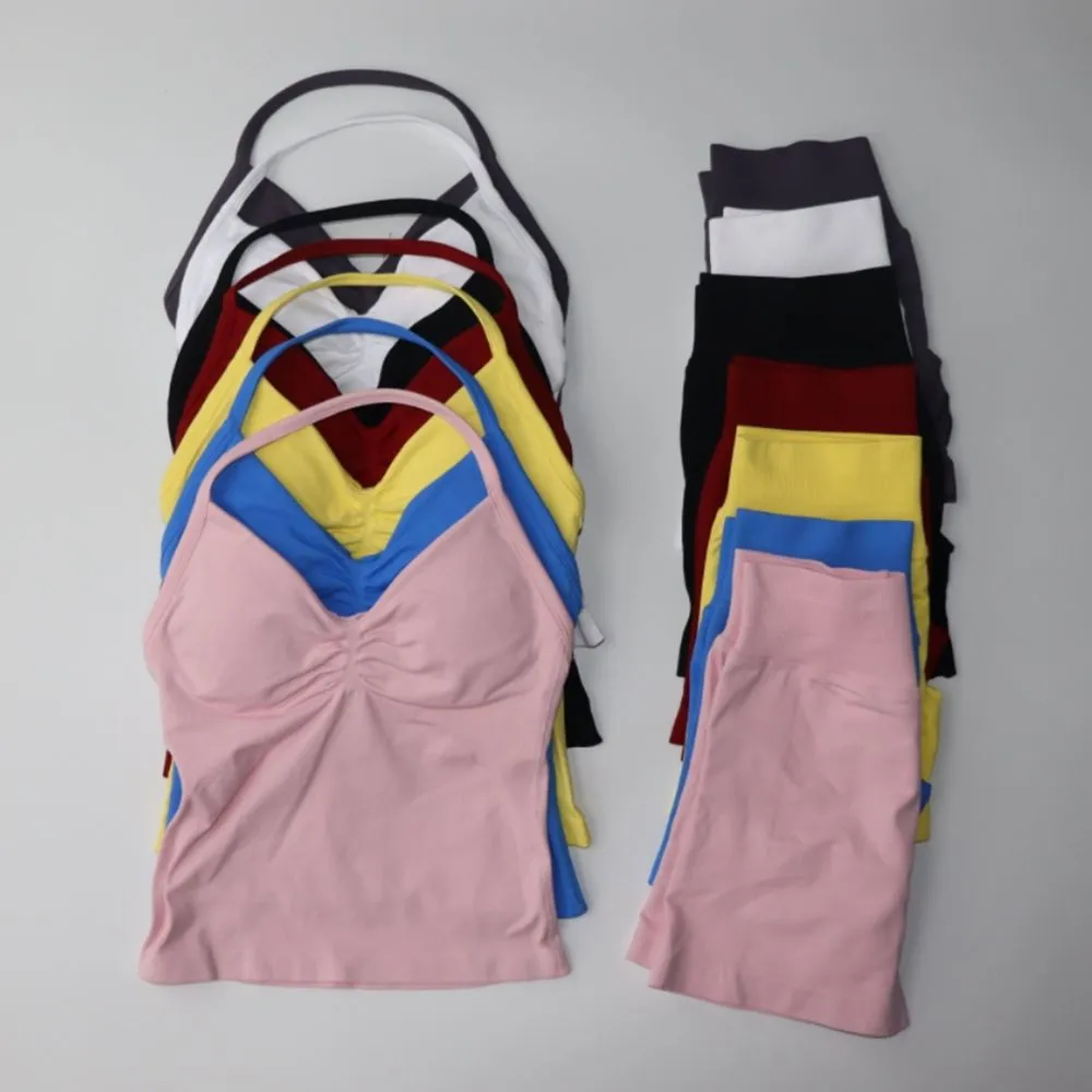 Women's High-Waist Seamless Short & Backless Vests - Two-Piece Impact Yoga Sportswear for Gyms