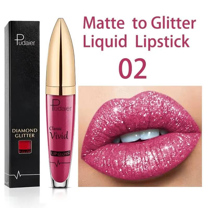 Matte Glitter Liquid Lipsticks Diamond Shiny Gloss Waterproof Long Lasting Pearl Lipgloss Women Lip Tint Makeup Maquillaje happy