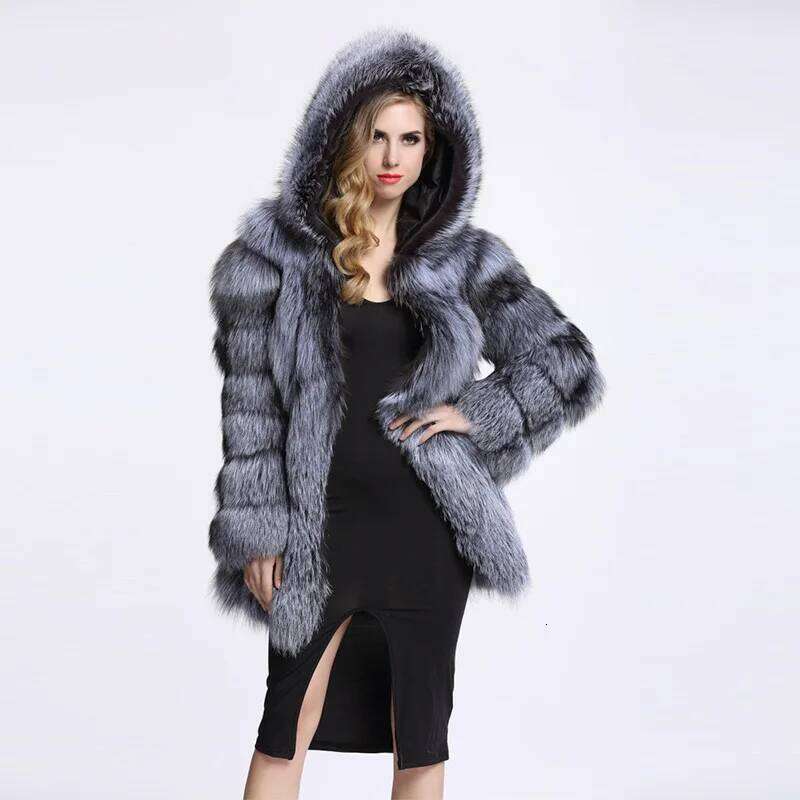 HJQJLJLS 2021 Winter Women Faux Fox Coat Hooded Female Thick Warm Artificial Jacket Ladies Fake Fur Coats Outerwear
