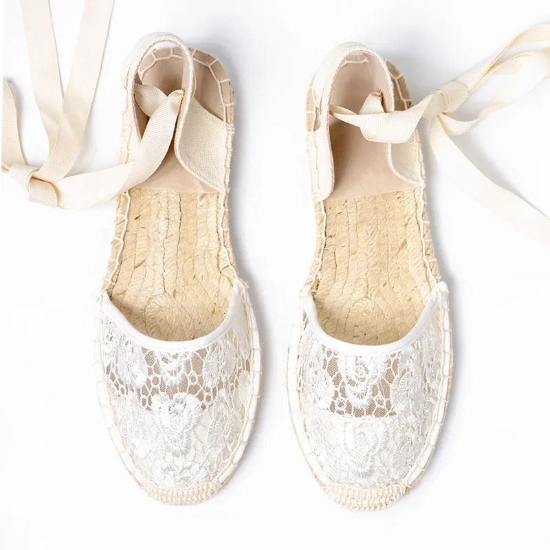 2025 Hemp Rope Bottom Ladies Sandals Flat Shoes Women Strappy Fisherman Sandals Women Spring and Summer Lace Students 250613