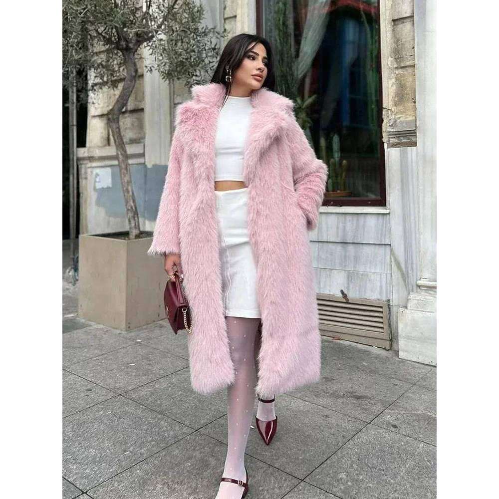 Tossy Winter Fur Feather Loose Overcoat Women's Fashion Pocket Commute Streetwear Jacket Ladies Patchwork Coat 2025