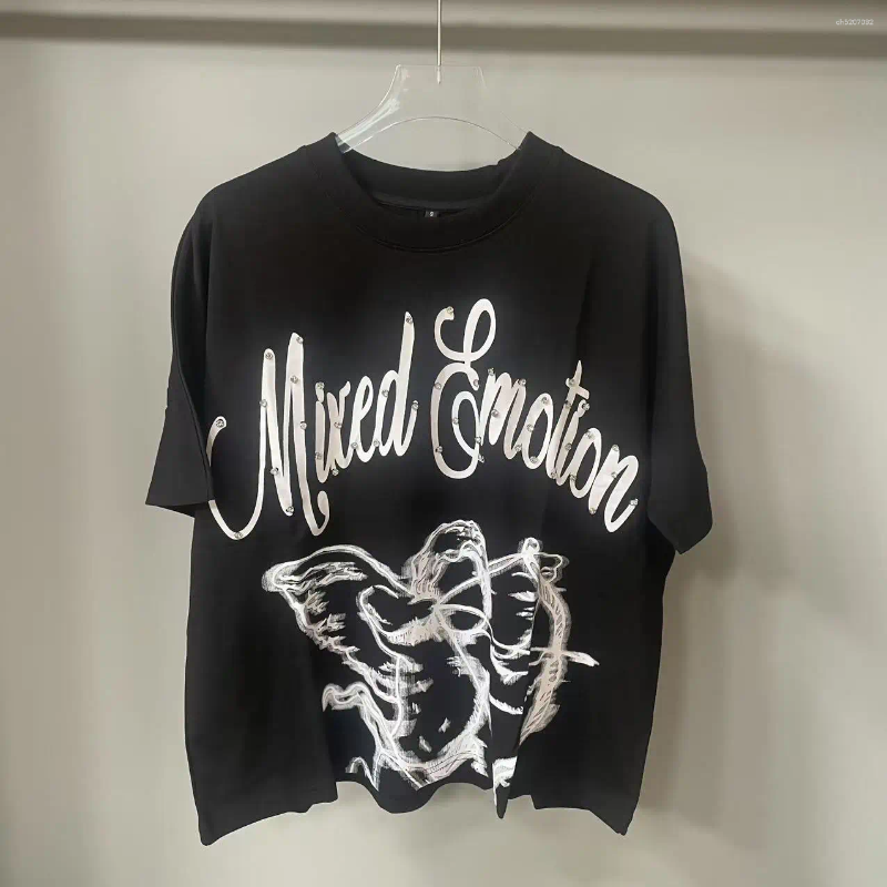 Men's T Shirts Summer Letter Rhinestone Short Sleeve Tshirts For Men White Streetwear Cotton Loose Crew Neck Top Tees Oversized Unisex