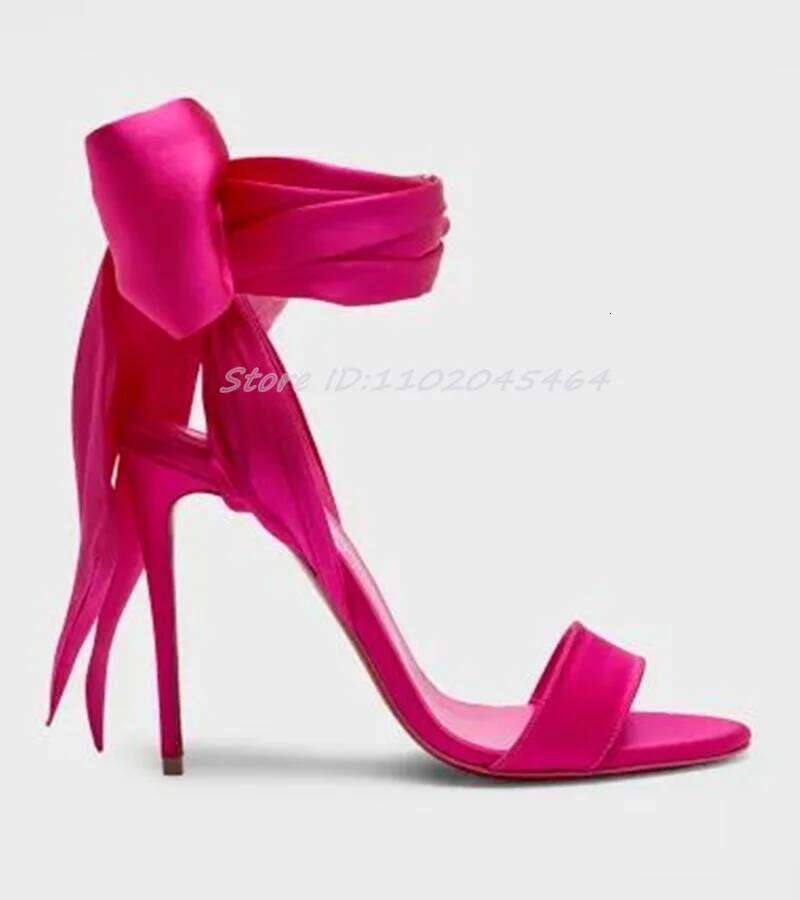 2025 New in Satin Ribbon Warp Multicolor Sandals Women's Designer Party High Heels Chic Sexy Bow10cm Stilettos Shoes