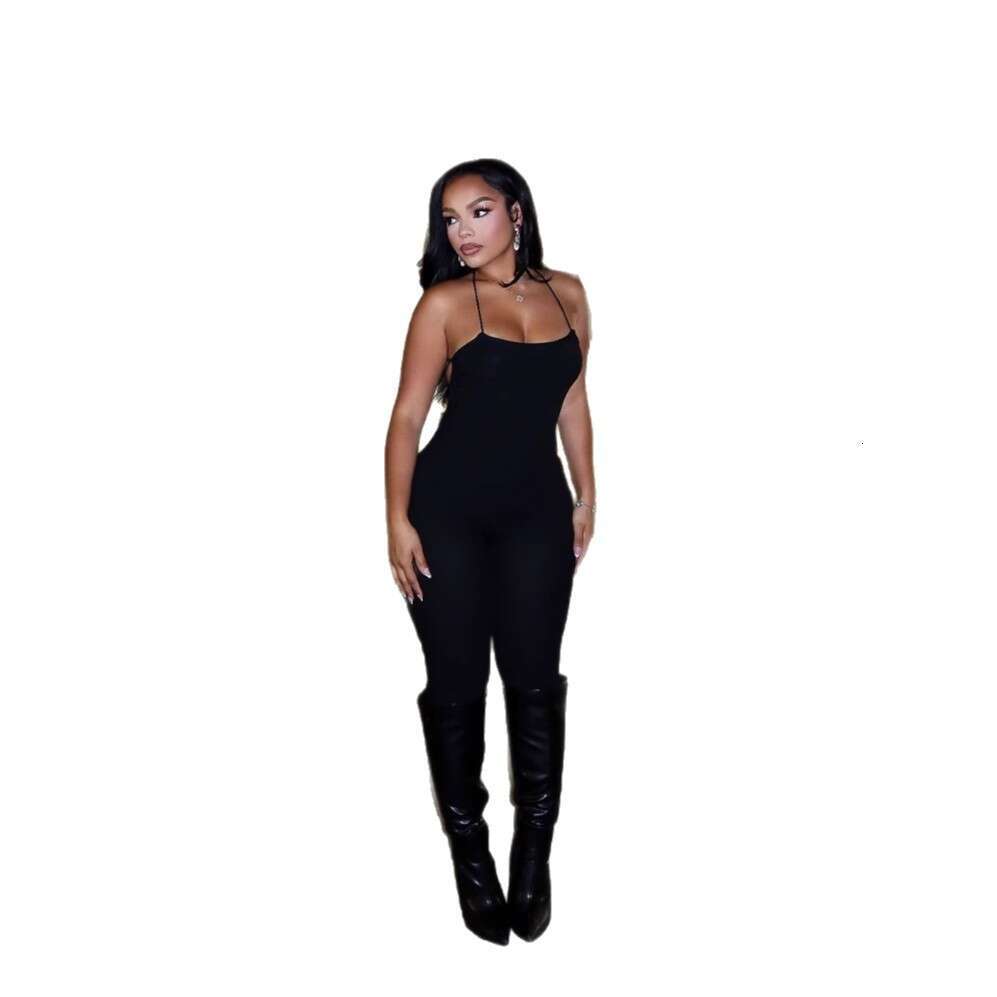 Summer New Women's Fashion Sexy Solid Color Strapless Backless Slim Fit Jumpsuit B5