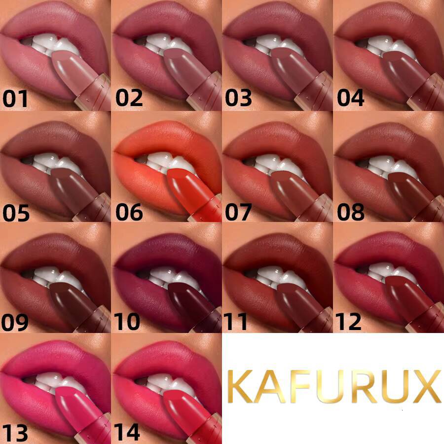 14-color Matte Lipstick Red Stick Waterproof Sexy Korean Makeup Tint Brown Pink Cosmetic Long Lasting Lip Gloss happy