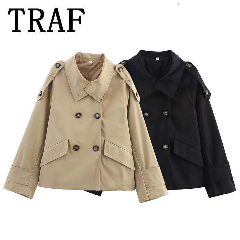TRAF Women Jacket 2025 Women's Two Tone Short Coat Fashion Windbreaker Style Casual Jackets Streetwear New In Outerwears