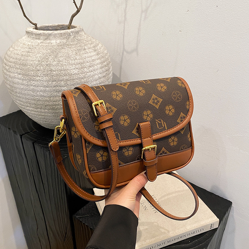 designer High-end Retro Print Small Square Bag for Women 2025 New Cross-border Commuter Underarm Bag Versatile Shoulder Crossbody Bag
