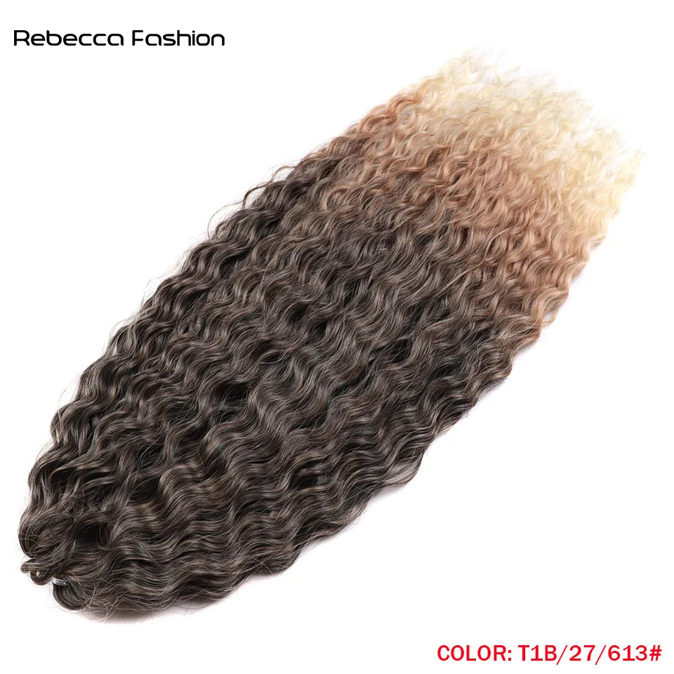 Rebecca Fashion Crochet Curl Water Twist Synthetic Braid Ombre Blonde Pink 22 Inch Deep Wave Braiding Hair Extension