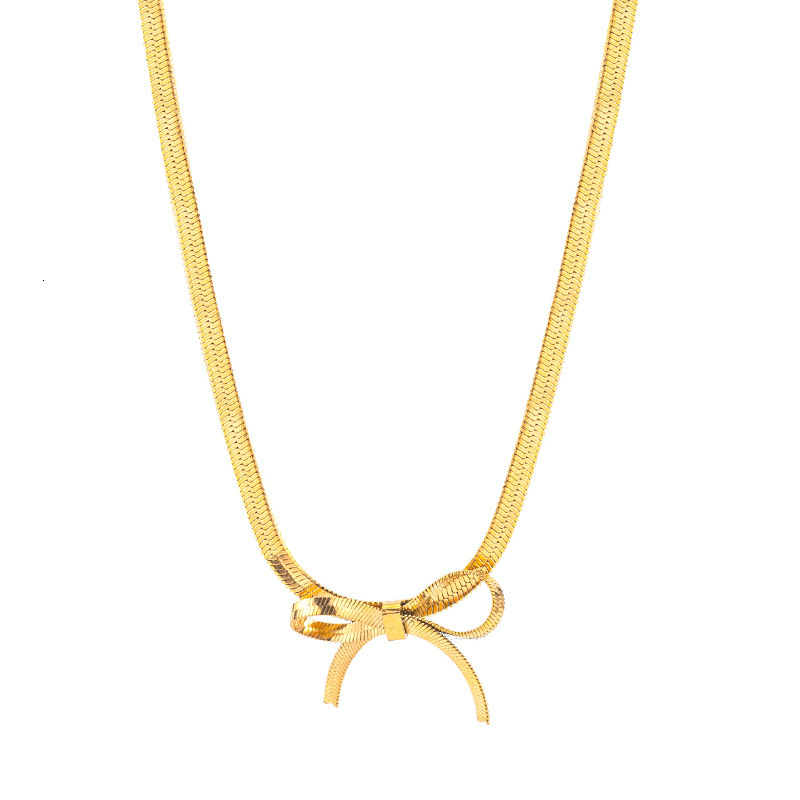 Light Style Simple Fashion Bowknot Necklace for Women Versatile Elegant Titanium Steel Non-Fading Jewelry