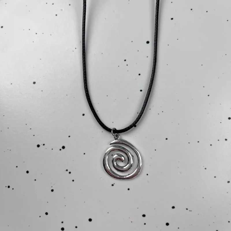 Vintage Spiral Vortex Pendant Necklace Hand-woven Leather Rope Necklace for Women Boho Goth Necklace Fashion 2023 Y2K Jewelry W250616