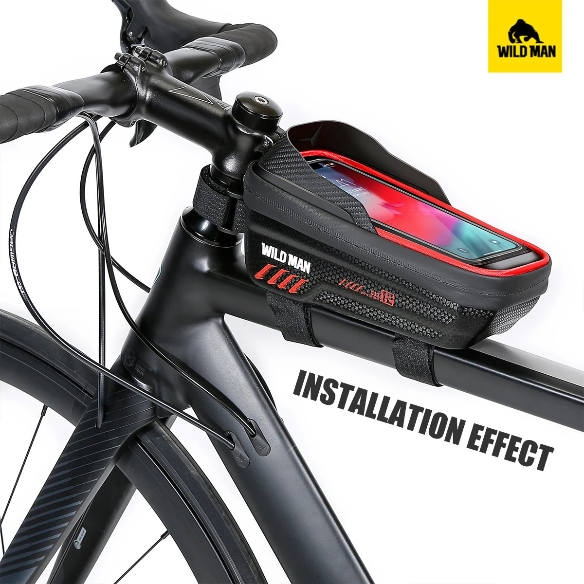WILD MAN E12 Road Mountain Bicycle Bag EVA Hard Shell Waterproof Touch Screen Front Beam Bag Upper Tube Mobile Phone Saddle Bag 250610