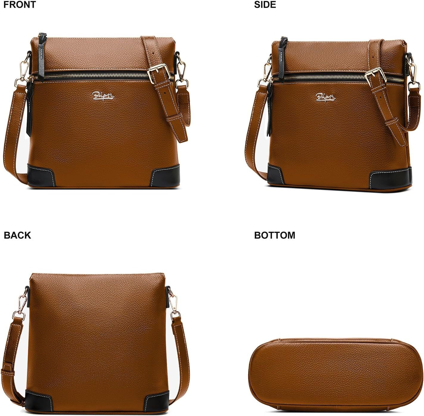 Genuine Crossbody Bag Women: Medium Leather Shoulder Purse - Trendy Handbag Travel Adjustable Strap