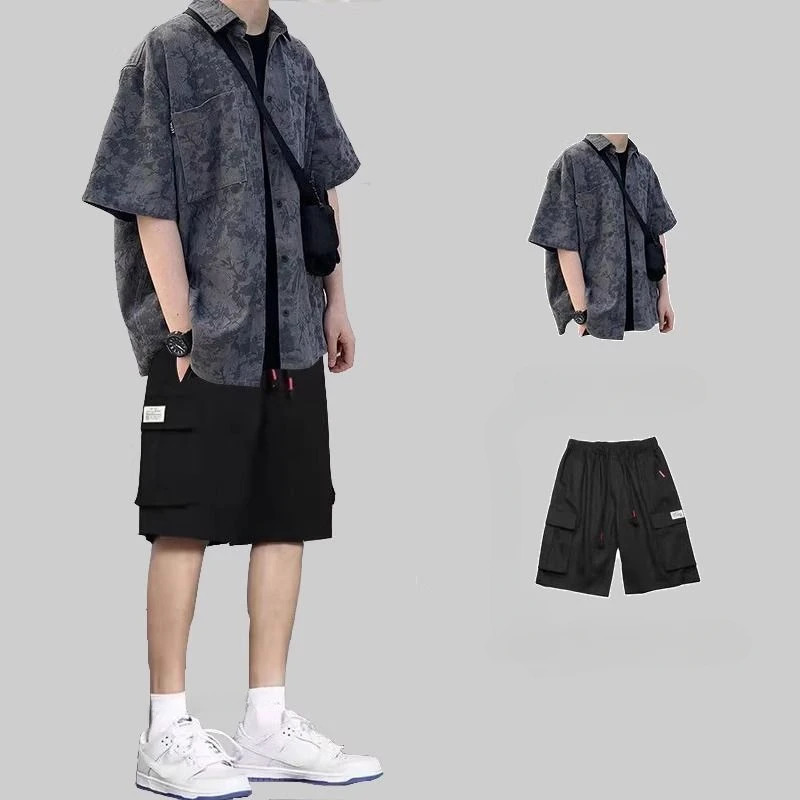 Tshirts Shorts Suits For Men Sports No Shirts Man Sets Clothing Youthful Emo XL Korean Two Piece Set Fashion Trend S 250612
