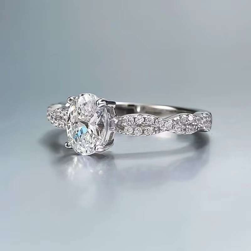 High Quality 1ct 5*7mm VVS1 D Color Oval Cut Moissanite Diamond Jewelry 925 Sterling Silver Wedding Women Rings