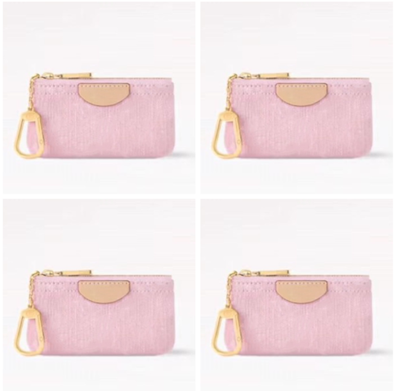 AAA Men Fashion Casual Designer Luxury POC CLE Key Pouch Wallet Coin Purse Credit Card Holder TOP Quality M62650 Business Pink Denim pouch