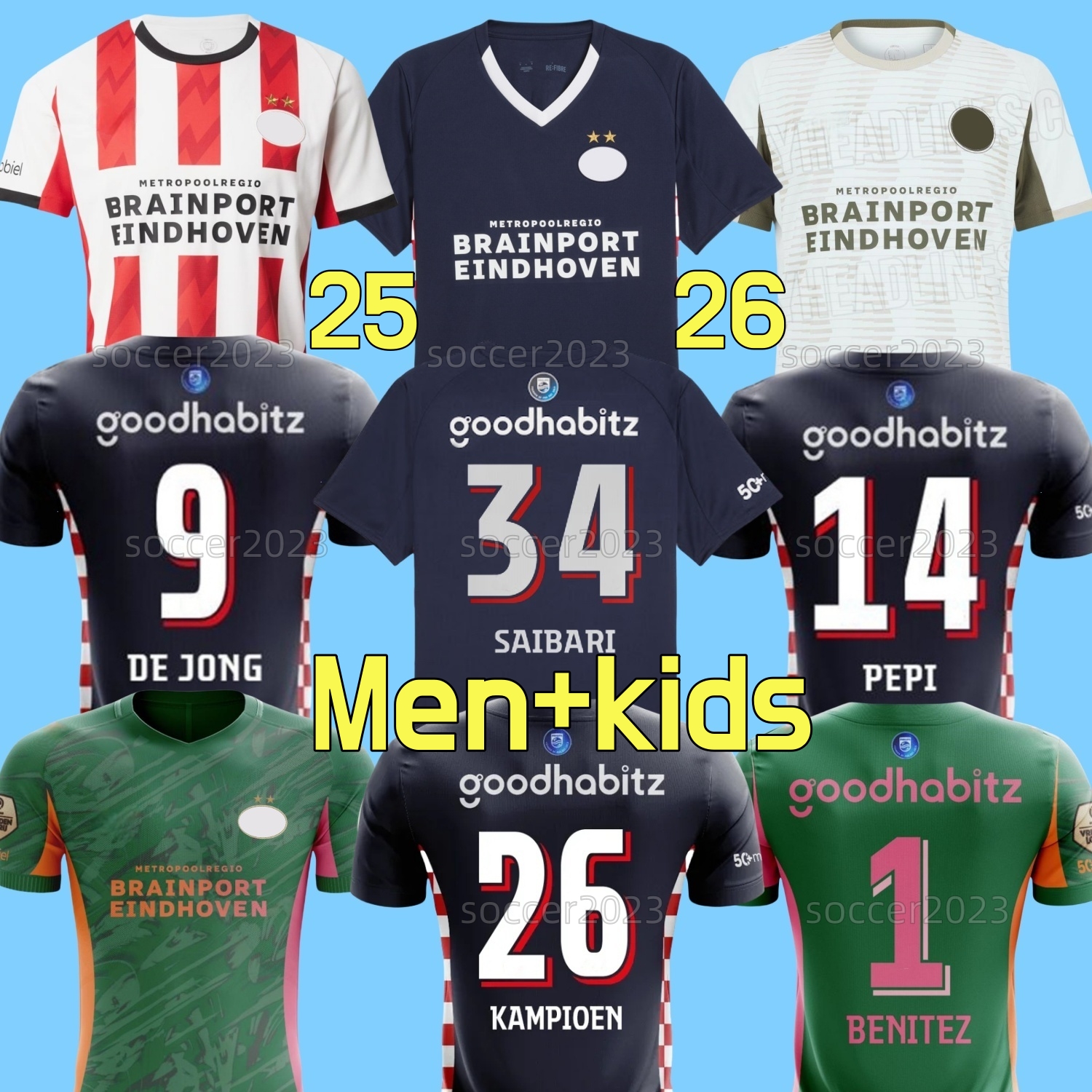 25 26 Eindhoven PSVs Soccer Jerseys 2024 2025 Hazard home Away Third FABIO Sia 2026 Men It Football Shirts Kids Set TOP Kits LANG DEST DE JONG TILLMAN 10 BAKAYOKO PEPI